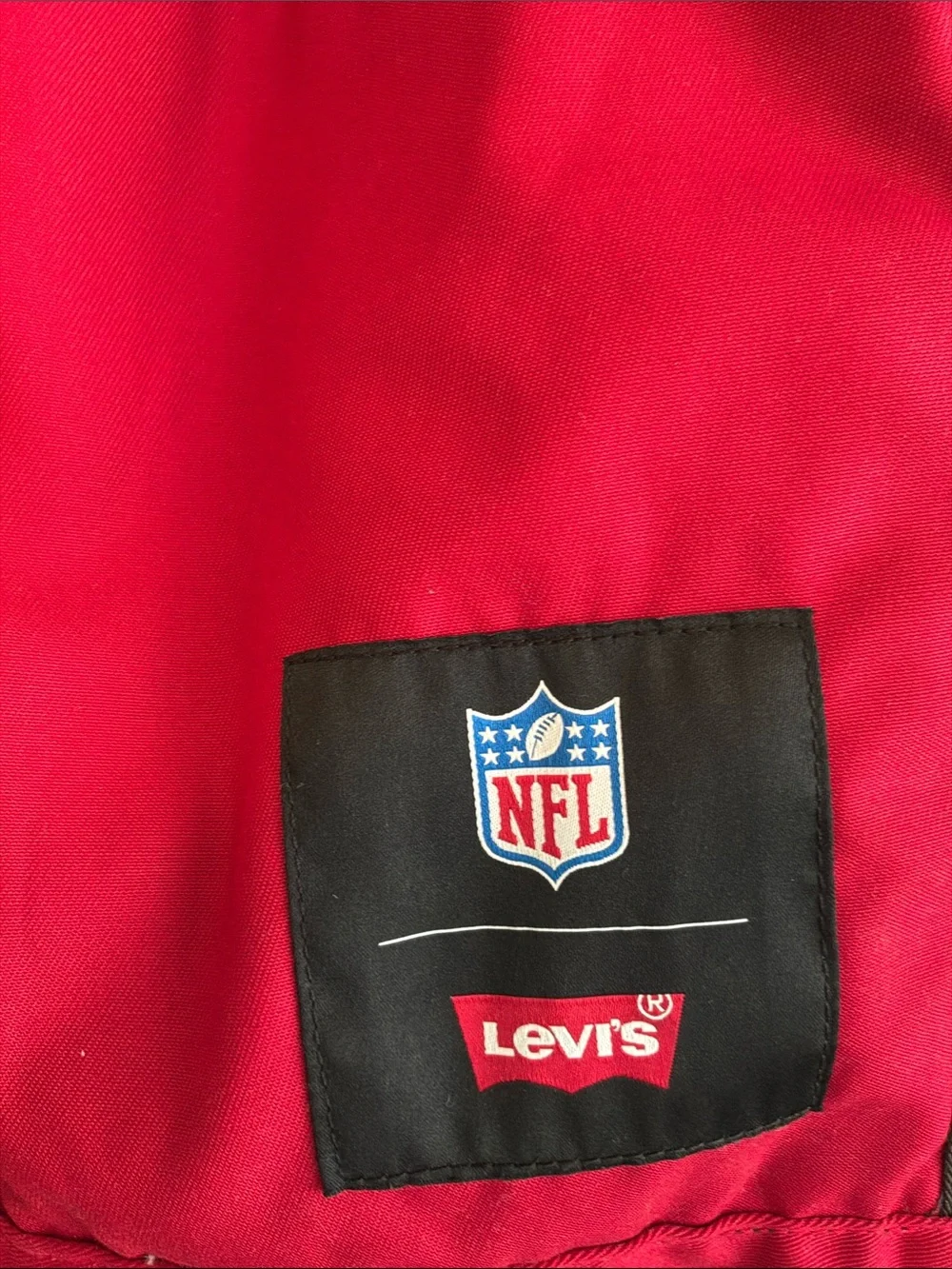Levi's Black Bomber Jacket twill trucker jacket San Francisco team logo on chest
